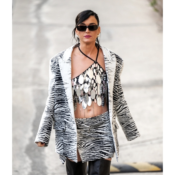 Free People x Ronny Kobo Zebra Faux Leather Oversized Blazer Skirt Set - Picture 14 of 16